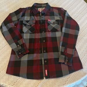 DIXXON Red and Black Plaid Casual Button Down Shirt The Brawler